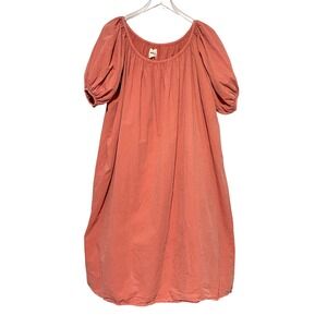 Rudy Jude Womens Gather Round Neck Shift Puff Sleeve Pullover Dress Size M